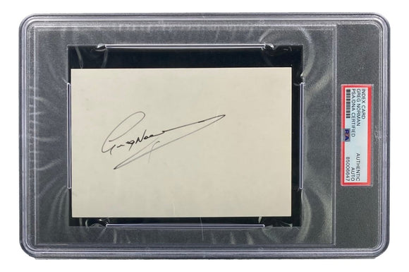 Greg Norman Signed Slabbed Index Card PSA/DNA - Sports Integrity