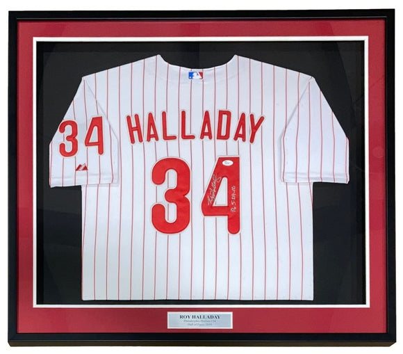 Roy Halladay Philadelphia Signed Framed White Pinstripe Jersey PG 5 - 29 - 10 JSA - Sports Integrity