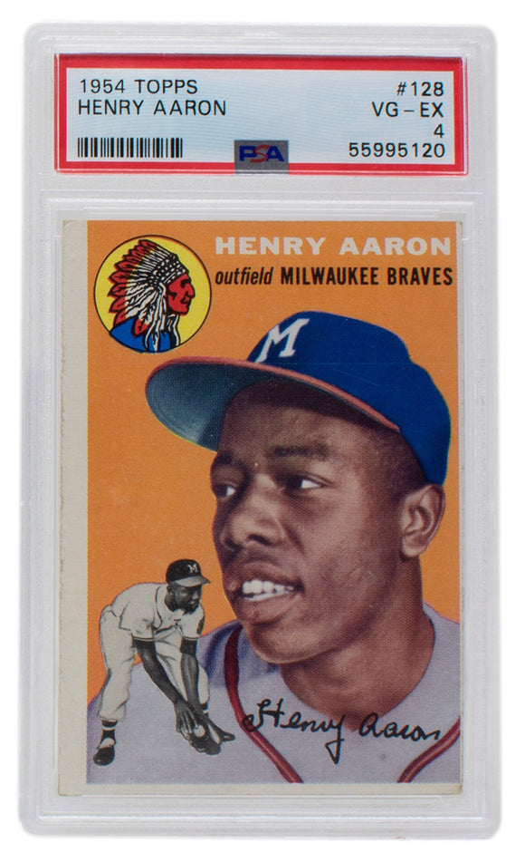 1954 Topps Hank Aaron #128 Rookie Braves Baseball Card PSA EX+ 5.5