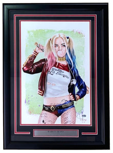 Margot Robbie Framed 13x19 Harley Quinn Lithograph Signed by Tony Santiago - Sports Integrity