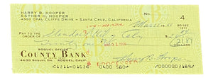 Harry Hooper Boston Red Sox Signed March 28 1966 Bank Check 2 BAS - Sports Integrity