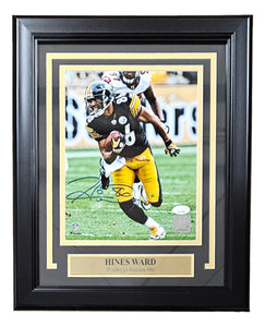 Hines Ward Signed Framed 8x10 Pittsburgh Steelers Photo JSA Hologram Sports Integrity