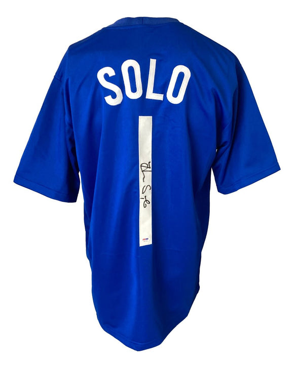 Hope Solo USA Signed Blue Soccer Jersey PSA Hologram