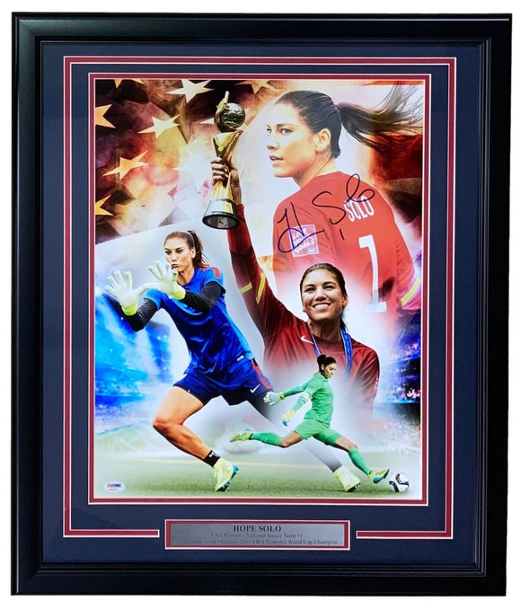 Hope Solo Signed Framed 16x20 USA Women's Soccer Collage Photo PSA/DNA - Sports Integrity