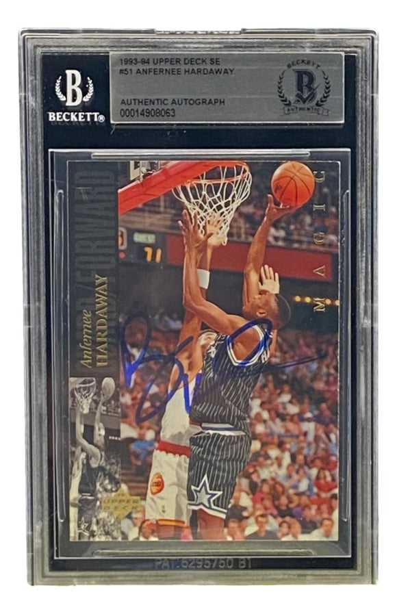 Penny Hardaway Signed Slabbed Orlando Magic 1993 - 94 Upper Deck SE #51 Card BAS - Sports Integrity