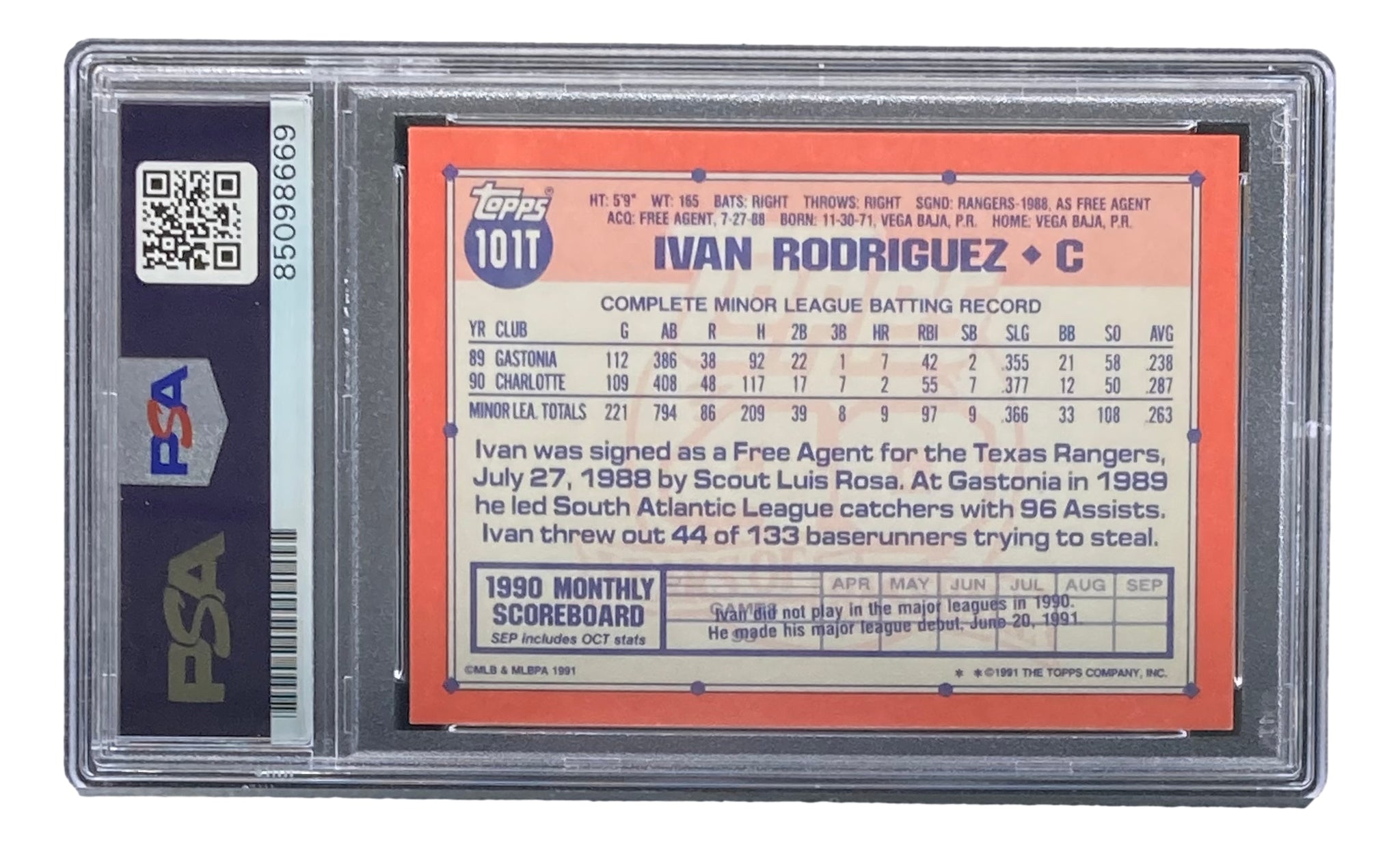 1991 Topps Traded Baseball #101T Ivan Rodriguez Rookie Card