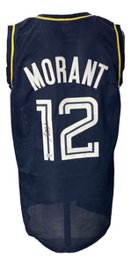 Ja Morant Signed Custom Alternate Navy Blue Pro - Style Basketball Jersey BAS - Sports Integrity