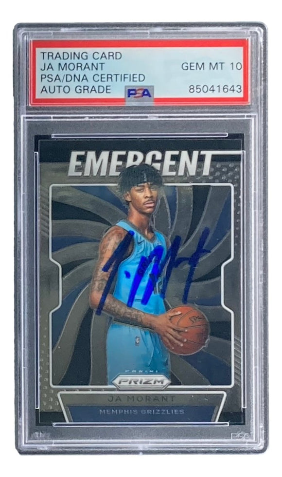 Ja Morant Signed 2019 - 20 Panini Prizm #17 Grizzlies Rookie Card PSA/DNA Gem MT 10 - Sports Integrity