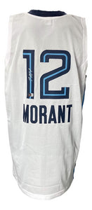 Ja Morant Signed Custom White Pro - Style Basketball Jersey BAS - Sports Integrity