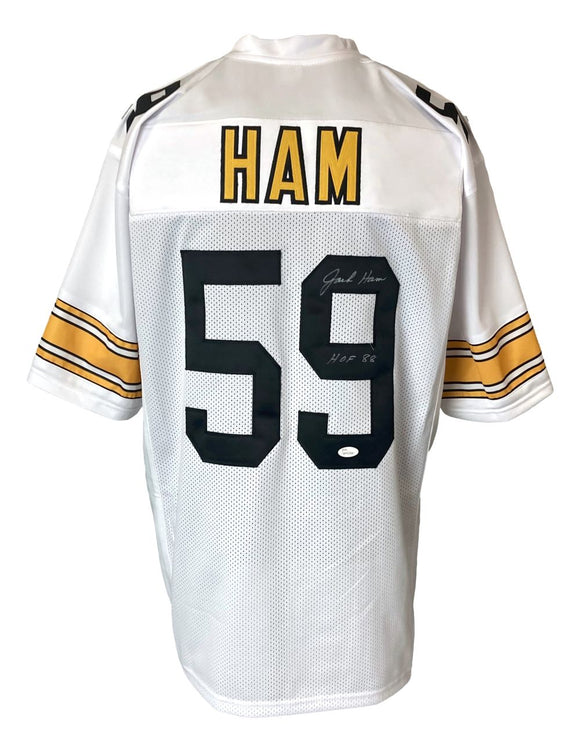 Jack Ham Pittsburgh Signed White Football Jersey HOF 88 Inscribed JSA