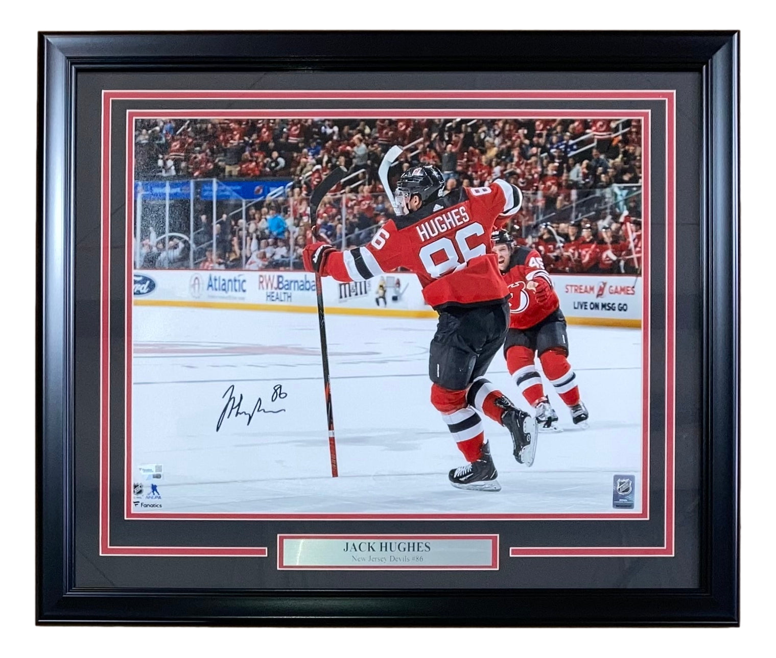 New Jersey Devils Deluxe Framed Autographed 16 x 20 2000 Stanley Cup Champions Banner Raising Photograph with 20 Signatures