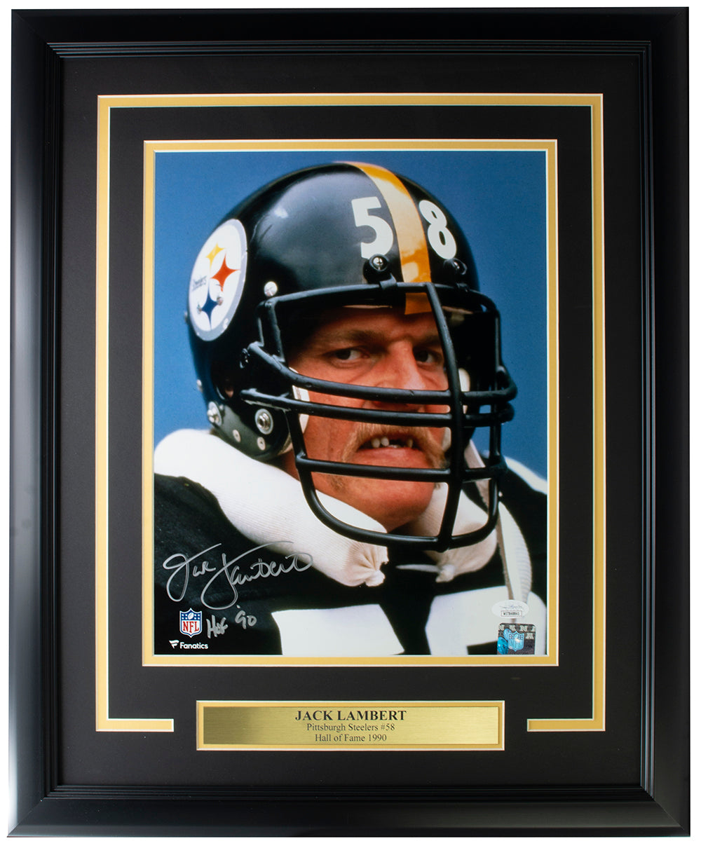 Steelers Jack Lambert HOF 90 Signed Flash Full Size Speed Rep Helmet JSA  Witness