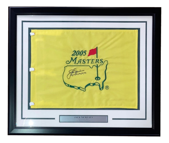 Jack Nicklaus Signed Framed Masters Golf Flag w/ Years BAS AC22579 - Sports Integrity