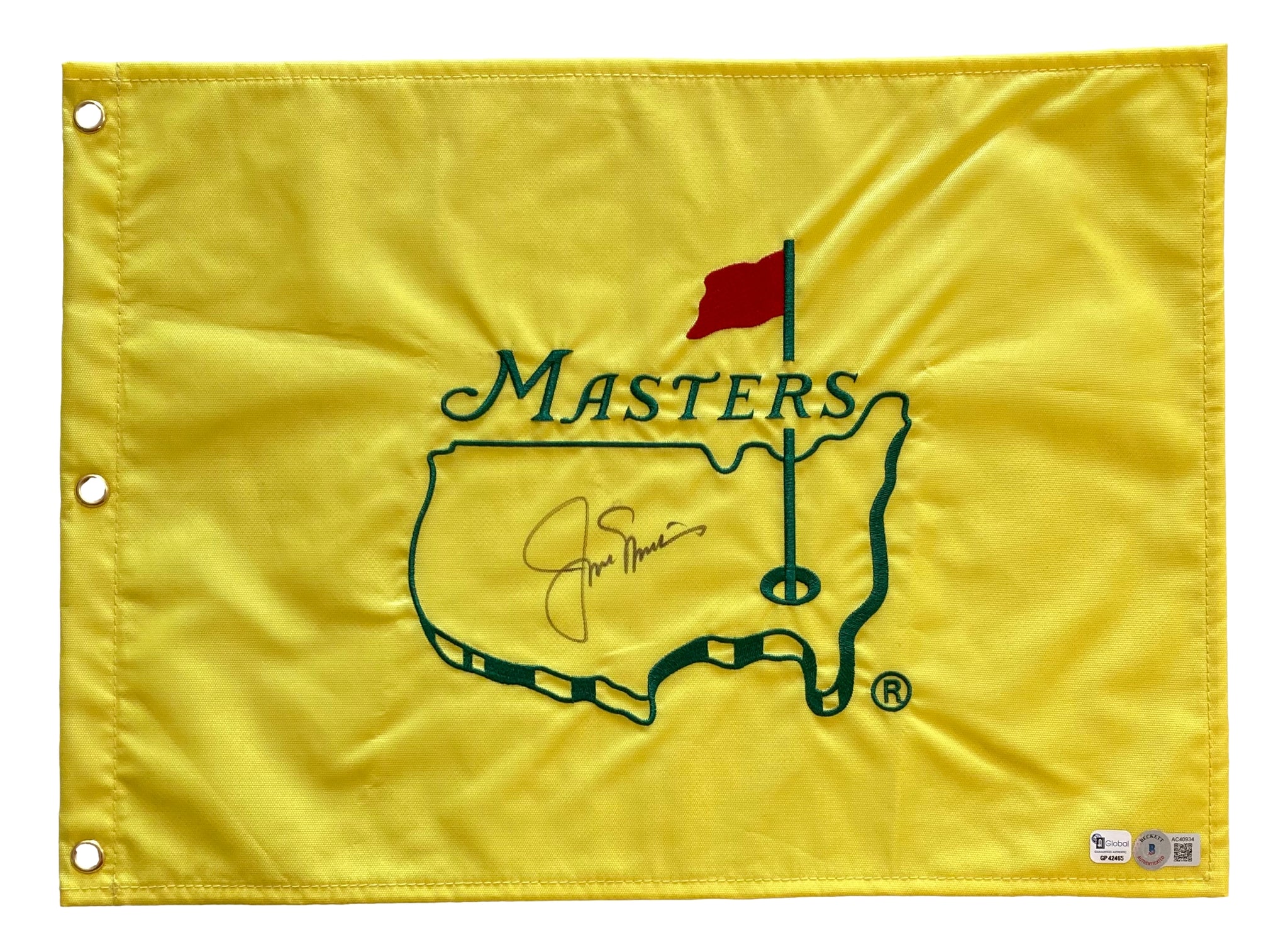 Jack Nicklaus Signed Undated Masters Golf Flag BAS AC40934 - Sports ...