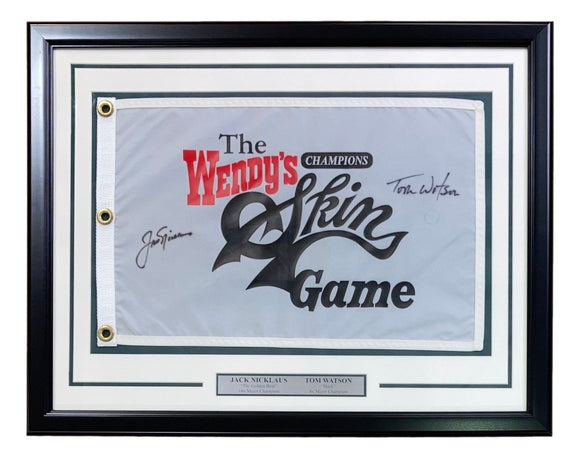 Jack Nicklaus Tom Watson Signed Framed Wendys Golf Flag BAS AC22598 - Sports Integrity