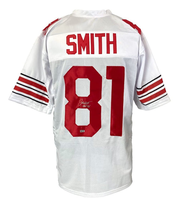 Jackie Smith St. Louis Signed White Football Jersey HOF 94 Sports Integrity - Sports Integrity