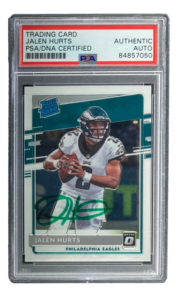 Jalen Hurts Signed Philadelphia Eagles 2020 Panini Donruss #164 Rookie Card PSA/DNA - Sports Integrity