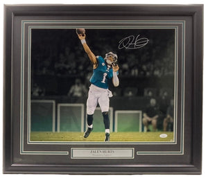 Jalen Hurts Signed Framed 16x20 Philadelphia Eagles Throw Photo 2 JSA ITP - Sports Integrity