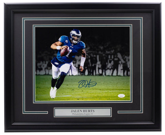 Jalen Hurts Signed Framed Philadelphia Eagles 11x14 Football Photo JSA ITP - Sports Integrity