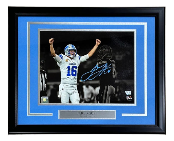 Jared Goff Signed Framed 11x14 Detroit Lions Spotlight Photo Fanatics - Sports Integrity