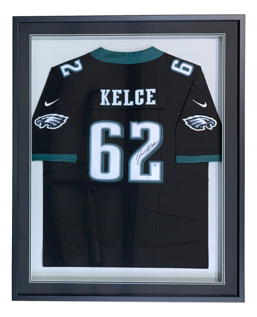 Jason Kelce Authentic Signed Green Pro Style Framed Jersey Autographed PSA  Itp