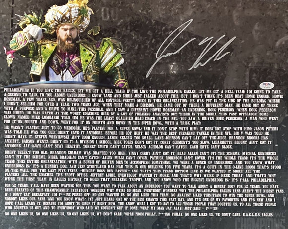 Jason Kelce Signed 16x20 Philadelphia Eagles SB52 Parade Speech PSA ITP Hologram - Sports Integrity