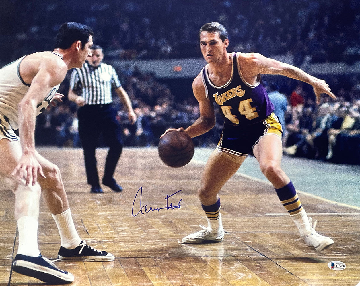 Jerry West Autographed Los Angeles Gold Custom Basketball Jersey