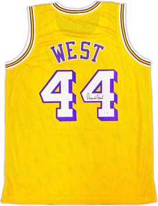 Jerry West Los Angeles Signed Yellow Basketball Jersey BAS