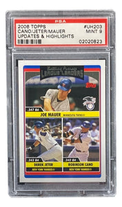 Derek Jeter Robinson Cano Joe Mauer Slabbed 2006 Topps #UH203 Card PSA Mint 9 - Sports Integrity