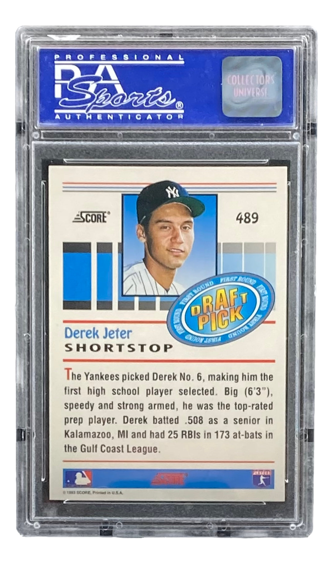 1993 Score Baseball #489 Derek Jeter Rookie Card