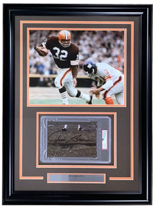 Jim Brown Signed Framed Cleveland Browns HOF 71 Cut Signature PSA/DNA Gem MT 10 - Sports Integrity