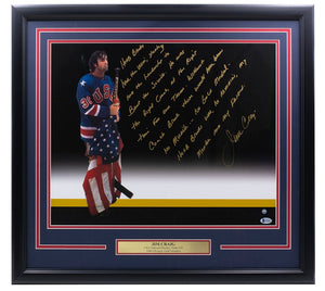 Jim Craig Signed Framed 16x20 Team USA Story Spotlight Photo Steiner BAS - Sports Integrity