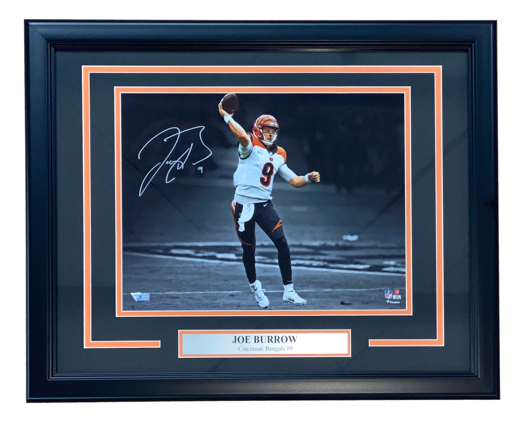 Joe Burrow Signed Bengals 33x40 Custom Framed Jersey Display with