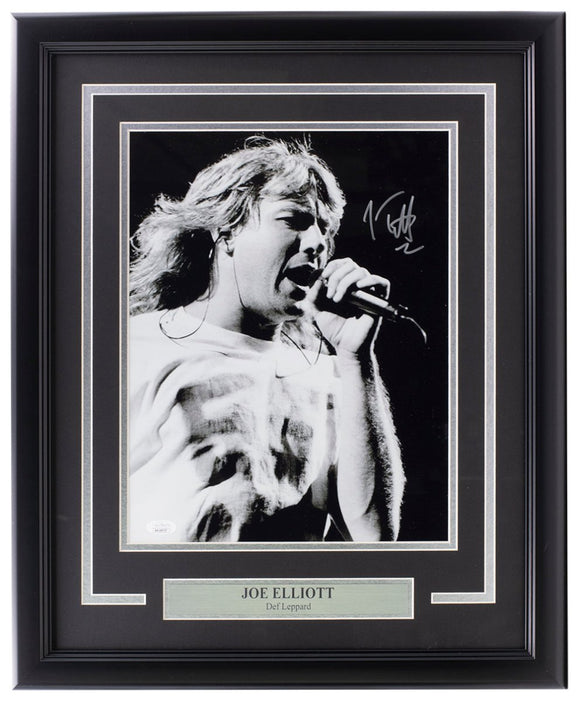 Joe Elliott Signed Framed 11x14 Black And White Def Leppard Photo JSA ITP - Sports Integrity