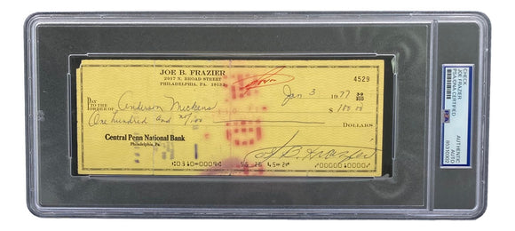 Joe Frazier Boxing Signed Slabbed Bank Check #4529 PSA/DNA