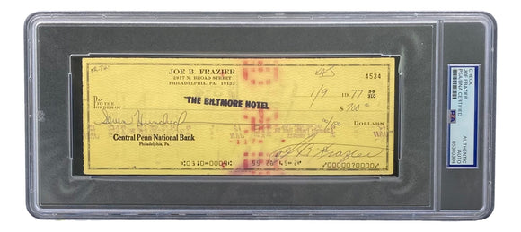 Joe Frazier Boxing Signed Slabbed Bank Check #4534 PSA/DNA