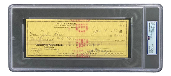 Joe Frazier Boxing Signed Slabbed Bank Check #4556 PSA/DNA