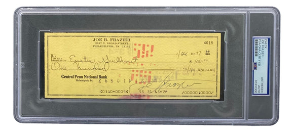 Joe Frazier Boxing Signed Slabbed Bank Check #4615 PSA/DNA