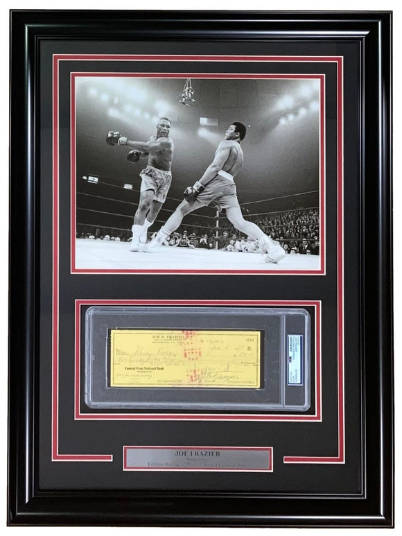 Joe Frazier Boxing Signed Framed Slabbed Bank Check #4558 PSA/DNA