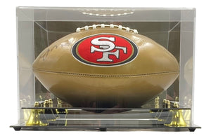 Joe Montana Signed San Francisco 49ers Gold Logo Football BAS w/ Case