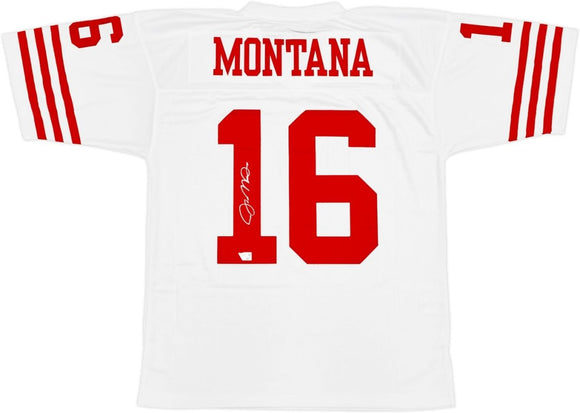 Joe Montana Signed 49ers White M&N Throwback Legacy Jersey Fanatics Hologram - Sports Integrity