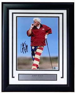 John Daly Signed In Dark Blue Framed 8x10 PGA Golf America Photo BAS