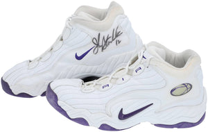 John Stockton Twice Signed Game Used Utah Jazz 1997-98 Nike Sneakers BAS+Mears