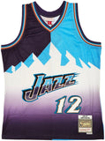 John Stockton Signed Utah Jazz 1996 - 97 M&N HWC Swingman Split Jersey BAS - Sports Integrity