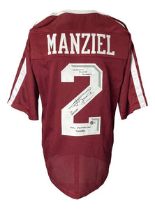 Johnny Manziel Signed Custom Maroon College Football Jersey w/ 3 Insc BAS ITP - Sports Integrity