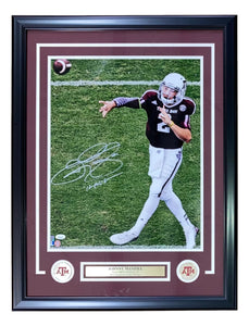 Johnny Manziel Signed Framed 16x20 Texas A&M Aggies Photo 12 Heisman Insc JSA