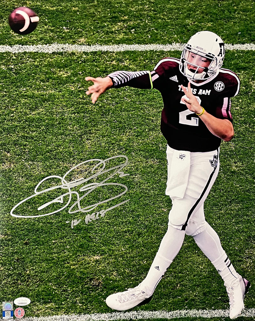 Johnny Manziel Autographed Texas A&M 16x20 PF Photo Looking to Pass 3  Insc-Beckett W Auth Black at 's Sports Collectibles Store