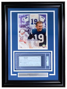 Johnny Unitas Baltimore Colts Signed Framed Bank Check #6609 PSA - Sports Integrity