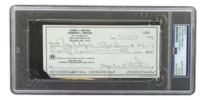 Johnny Unitas Baltimore Colts Signed Bank Check #5561 PSA