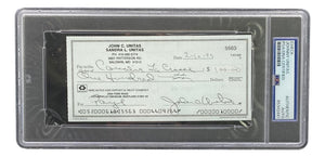 Johnny Unitas Baltimore Colts Signed Bank Check #5563 PSA